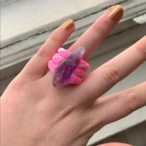 FREE ADD ON Handmade Pink Amethyst Clay Ring